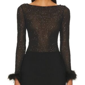 Elegant Black Sheer Bodysuit with Sparkle Detail